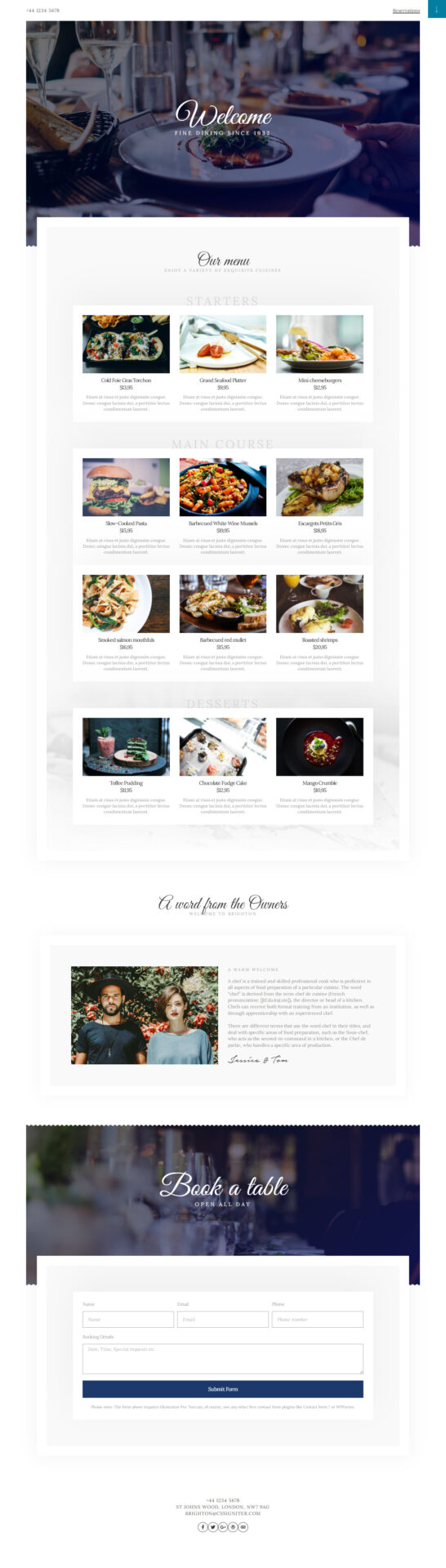 Brighton landing page